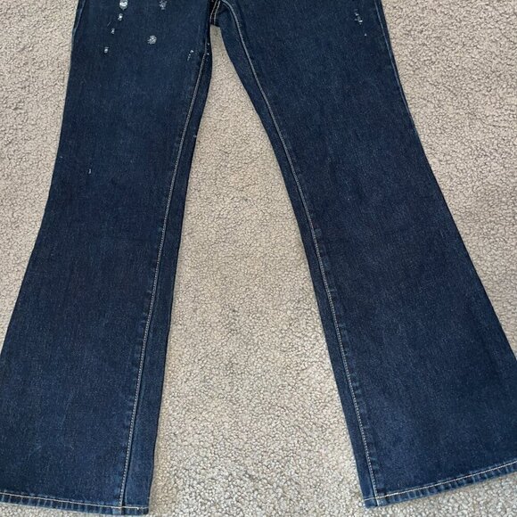 ABRAND JEANS A '99 Low Boot Dark Wash Distressed Jeans -EUC - US Size 28 / AU 10 - Picture 8 of 16